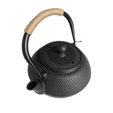 Photo 1 of Antique class teaware Chinese enamel tea  cast iron teapot with strainer