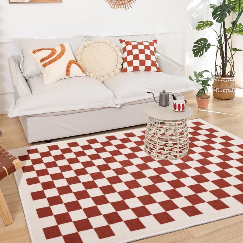 Photo 1 of TRUEDAYS Boho Checkered Area Rug - Soft Low Pile 4x6  Small Area Rug 