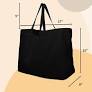 Photo 1 of 27" Large Canvas Tote Bag Reusable--Black