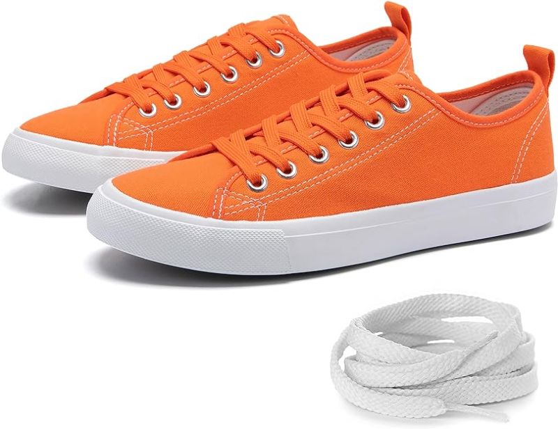 Photo 1 of Size 8--The Fashion Supply Skylar Canvas Women's Sneakers - Canvas Shoes for Women Sneakers, Comfortable Sneakers for Women, Orange
