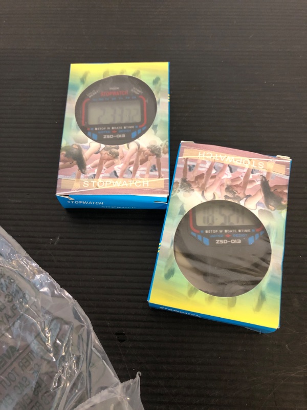 Photo 2 of 2 Pack Multi-Function Electronic Digital Sport Stopwatch Timer, Large Display with Date Time and Alarm