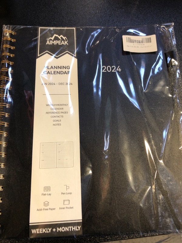 Photo 2 of Planner 2024, 2024 Planner Weekly and Monthly, Jan. 2024 - Dec. 2024, AIMPEAK Planner with Tabs, Pocket, Pen Loop, Flexible Waterproof Cover, Twin-Wire Binding, Black, 8.5" x 11" Black 8.5" x 11"