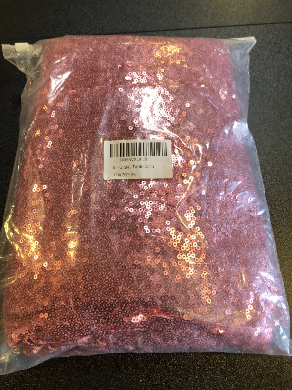 Photo 2 of Pink Sequin Tablecloth - NANBOWANG Glitter Sparkly Iridescent Shimmer for Square Table Cloth Table Covers Decorations for Birthday Party Supplies Event Wedding Table Skirt Decor