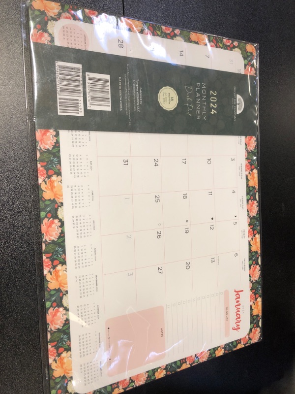 Photo 2 of 2023-2024 Watercolor Floral Desk Pad Office Calendar by Bright Day, 18 Month 15.5 X 11 Inch, Cute Colorful Planner
