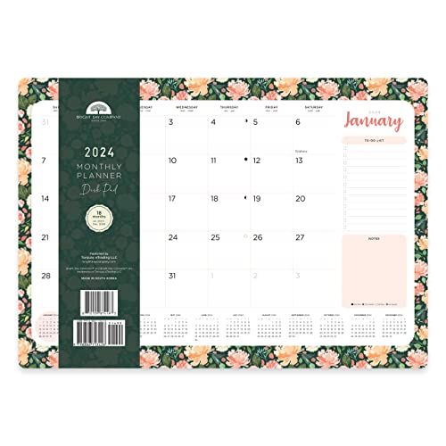 Photo 1 of 2023-2024 Watercolor Floral Desk Pad Office Calendar by Bright Day, 18 Month 15.5 X 11 Inch, Cute Colorful Planner
