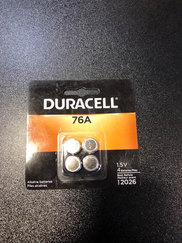 Photo 2 of Duracell 76A 1.5V Alkaline Battery, 76A 1.5 Volt Alkaline Battery, Long-Lasting for Medical Devices, Watches, Key Fobs, and More