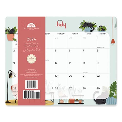 Photo 1 of 2023-2024 Academic Magnetic Refrigerator Calendar Wall Calendar Pad by Bright Day, 18 Month 8 X 10 Inch, July 2023-December 2024, Cats
