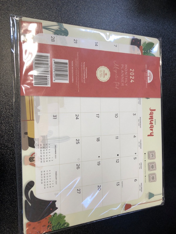 Photo 2 of 2023-2024 Academic Magnetic Refrigerator Calendar Wall Calendar Pad by Bright Day, 18 Month 8 X 10 Inch, July 2023-December 2024, Cats
