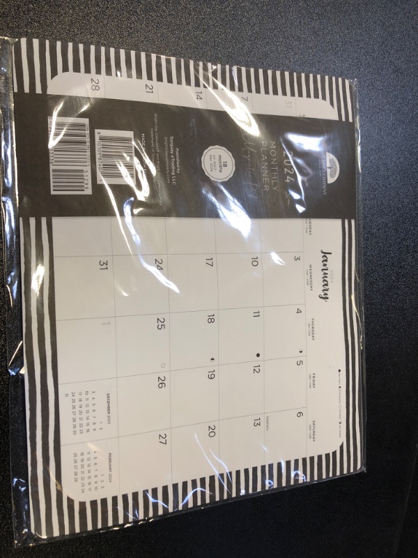 Photo 2 of 2023-2024 Magnetic Refrigerator Calendar Wall Calendar Pad by Bright Day, 18 Month 8 x 10 Inch, July 2023-December 2024, Black and White