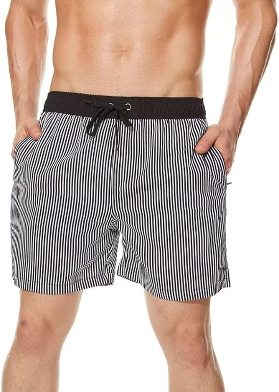 Photo 1 of 38 Men's Swim Trunks Quick Dry Beach Board Shorts with Zipper Pockets and Mesh Lining Bathing Suit Swimwear
