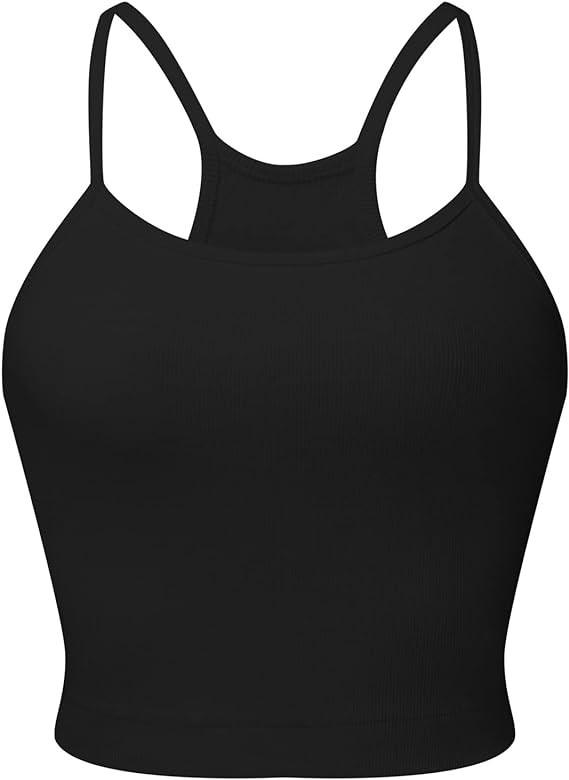 Photo 1 of Abardsion Women's Sleeveless Crop Tank Top Sexy Scoop Neck Racerback Ribbed Knit Basic Camisole
