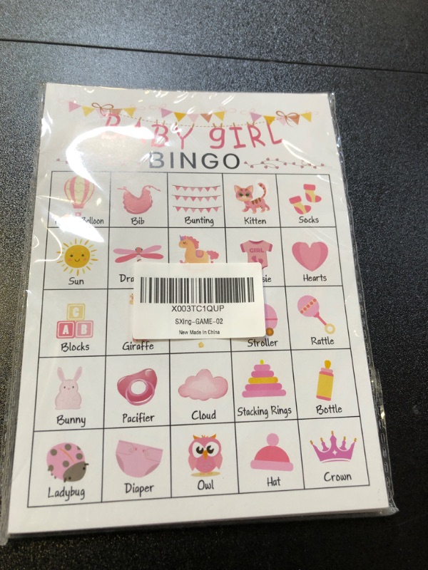 Photo 2 of Baby Girls Bingo Game for Baby Shower Games, Gender Reveal Party Supplies, Pink Baby Shower Game, Kids Bingo Game Cards for 24 People - GAME-02
