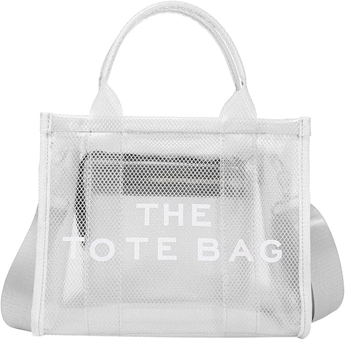 Photo 1 of Clear Tote Bag for Women Plastic Tote Bag Crossbody Beach Bag PVC Travel Bag for Sports Games Travel Beach Stadium
