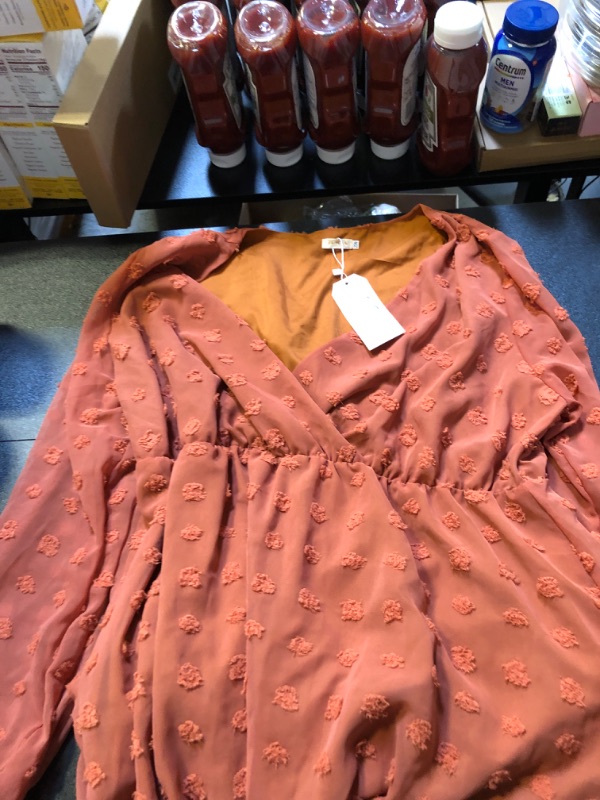 Photo 1 of 20W womens long sleeve burnt orange dress