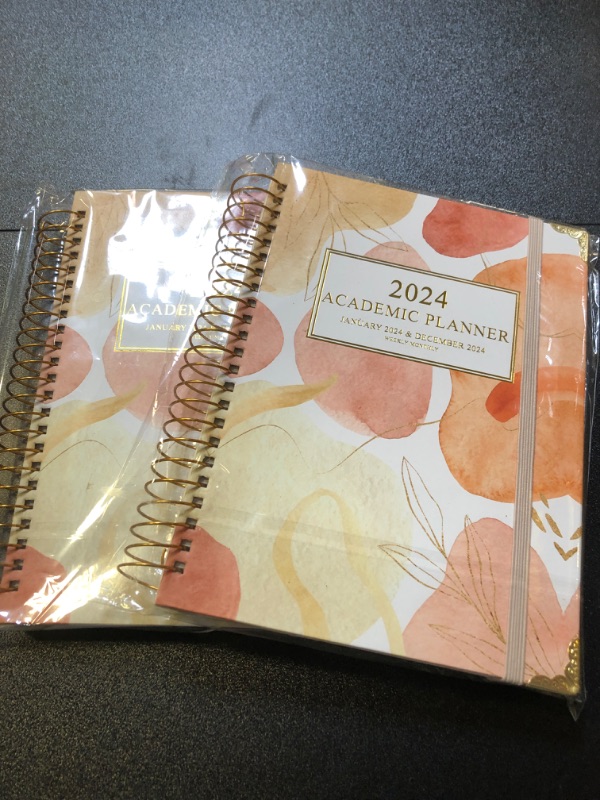 Photo 2 of 2pc 2024 Planner - Weekly Monthly Planner 2024,Jan.2024-Dec.2024,6.3x8.5 Academic Agenda Planner with Tabs,Spiral Bound,Elastic Closure.BOHO