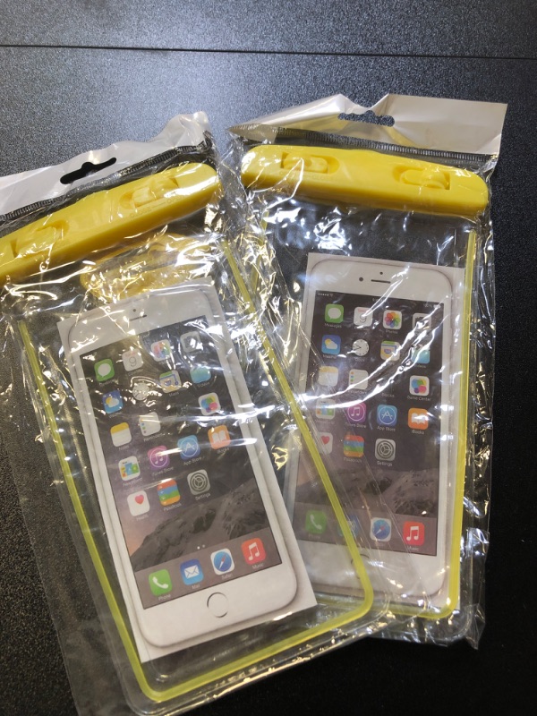 Photo 1 of 2pc yellow waterproof phone dry bags
