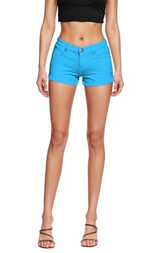 Photo 1 of & Company Womens Butt Lifting Twill Denim Shorts SH43302 Aqua 13