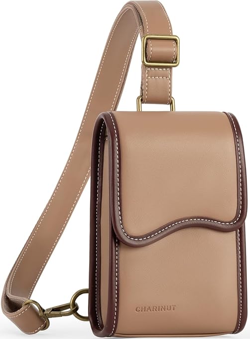 Photo 1 of  Small Sling Bag for Women Crossbody Purse, Vegan Leather Sling Purse, Crossbody Bags for Women Trendy (Cameo Brown) 