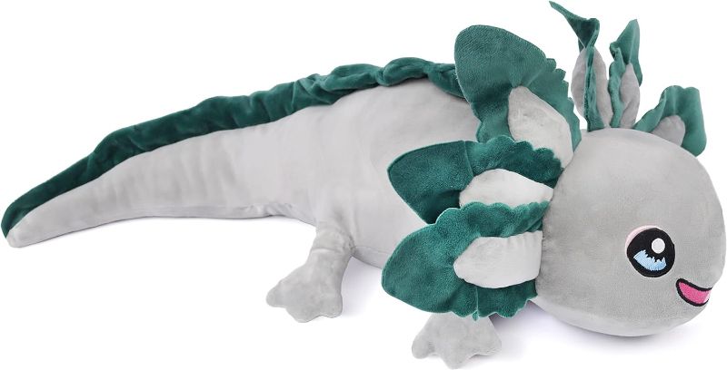 Photo 1 of Axolotl Weighted Plush,25" 1.7lbs Cute Stuffed Axolotl Weighted Plush Animal Axolotl Pillow Unique Plush Gift Collection for Kids (Gray 25 in)
 