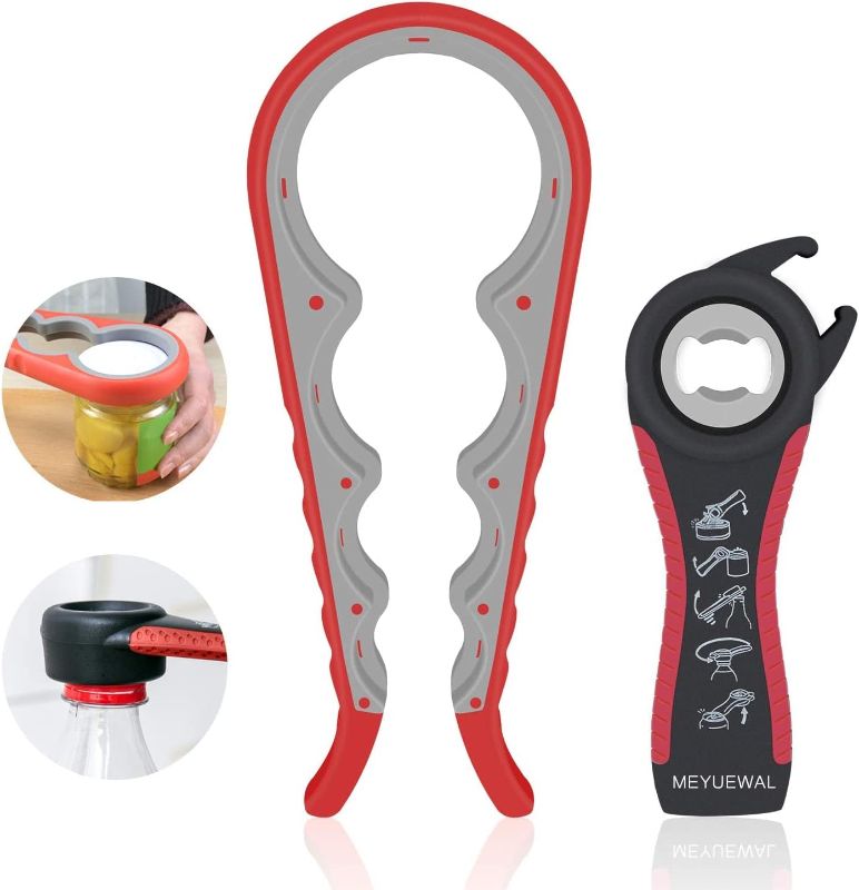Photo 1 of Jar Opener, 5 in 1 Multi Function Can Opener Bottle Opener Kit with Silicone Handle Easy to Use for Children, Elderly and Arthritis Sufferers (Apple Red?
 