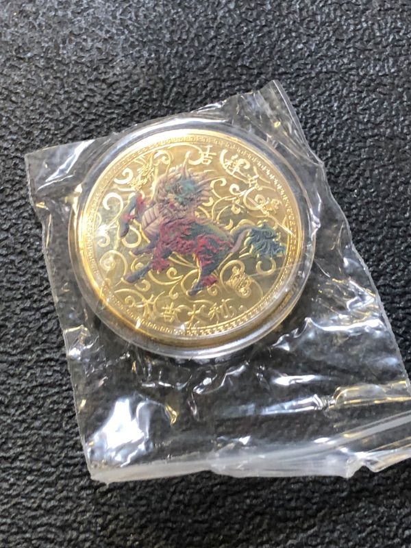 Photo 2 of Gimilang Chinese Ancient Mythical Creatures Qi Lin Wealth Blessing Lucky Coin Lottery Ticket Scratcher Tool - Chinese Good Luck Charms Challenge Coin
 