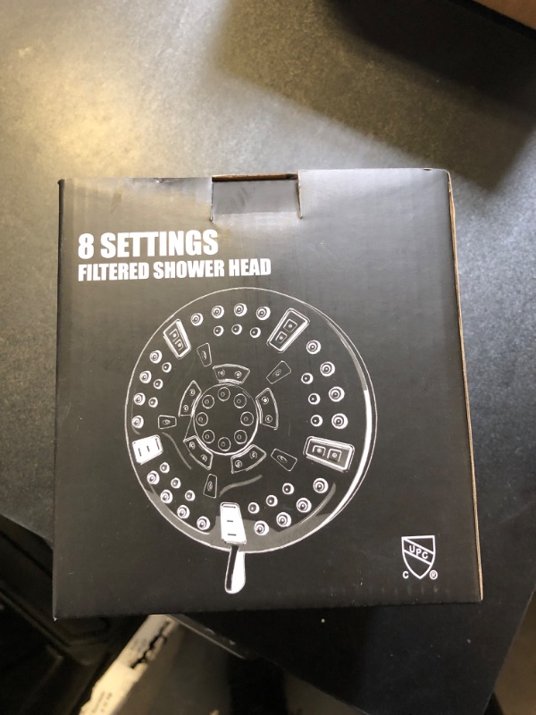 Photo 2 of Filtered Shower Head - 8 Settings Shower Head with Filter - High Pressure Rian Showerhead for Hard Water Softener (Black)