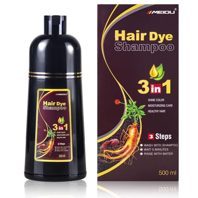 Photo 1 of Ivnil Meidu Dark Brown Hair Dye Shampoo 3 in 1 for Grey Hair Shampoo Para Canas Mujer Hair Color Shampoo for Women & Men - Herbal Ingredients Natural Plant Hair Dye in Minutes 500ML
