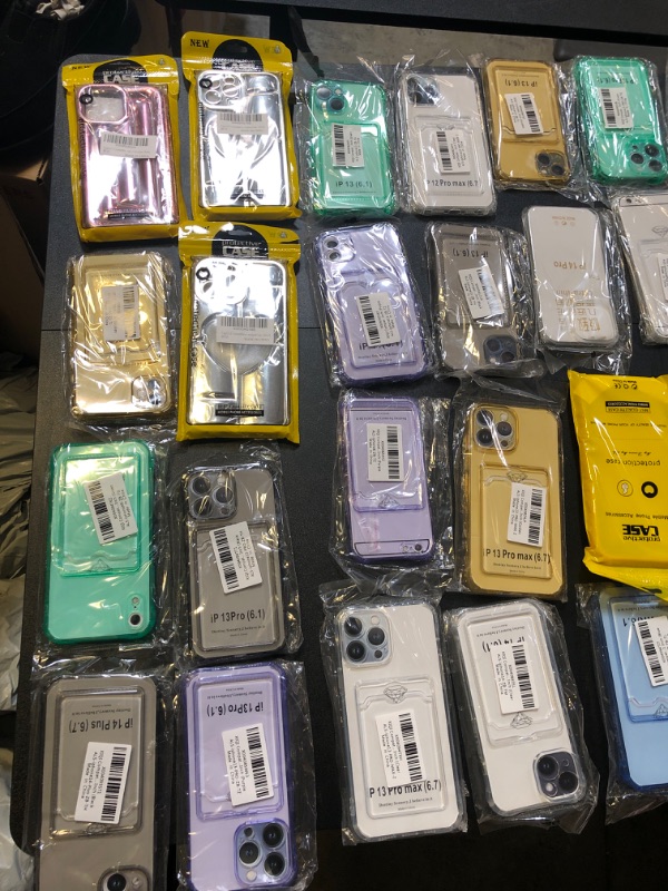 Photo 2 of phone case bag lot over 20+ cases styles colors and sizing does vary no returns or exchanges sold as is purple blue pink yellow glitter chrome etc: 