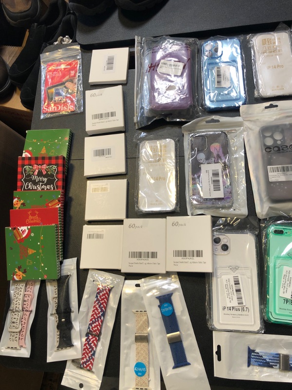 Photo 4 of mystery bag lot filled with random mixed items including cute phone cases, christmas decor, 3d stitch , apple watch bands , stickers etc sizing colors and size do vary on item makeup lipstick  
sold as is n returns or exchanges 