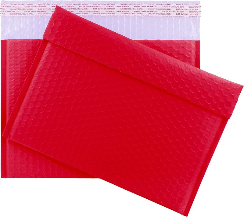 Photo 1 of 12x9 inch Side-Opening Red Bubble Mailers (25-Pack)
