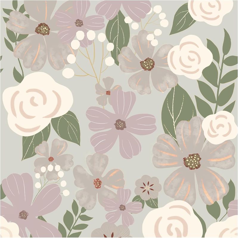 Photo 1 of Floral Peel and Stick Wallpaper Boho Vintage Wallpaper Floral Contact Paper 17.3''x78.8'' Self-Adhesive Removable Wallpaper Pink Flower Contact Paper for Cabinets and Drawers Countertop Decor Vinyl
