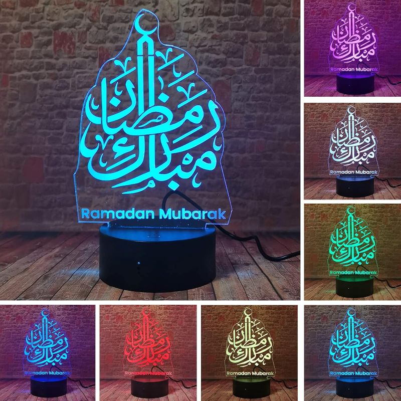 Photo 1 of Ramadan Islam Eid Mubarak Eid al-Fitr Party Illusion Night Light with Remote Control, 16 Color Change - Professional LED Safe Lamp - Boys Child Bedroom Decor -Believers Family Friends Muslims Gift

