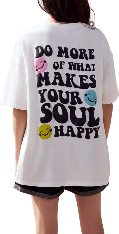 Photo 1 of Girl's Cute Letter Graphic Oversized T Shirts Short Sleeve Drop Shoulder Shirts Loose Tee Summer Tops.9Y
