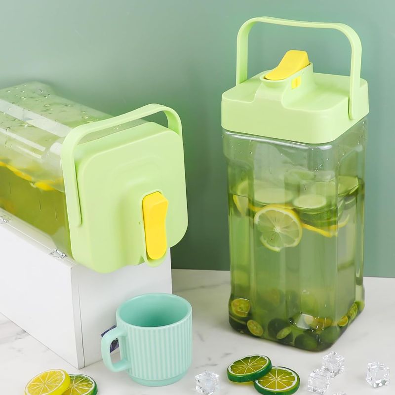 Photo 1 of Drink Dispensers for Parties, Beverage Dispenser with Stand, Airtight Juice Containers for Fridge, Lemonade Dispenser for Picnics, Barbecues and Daily

