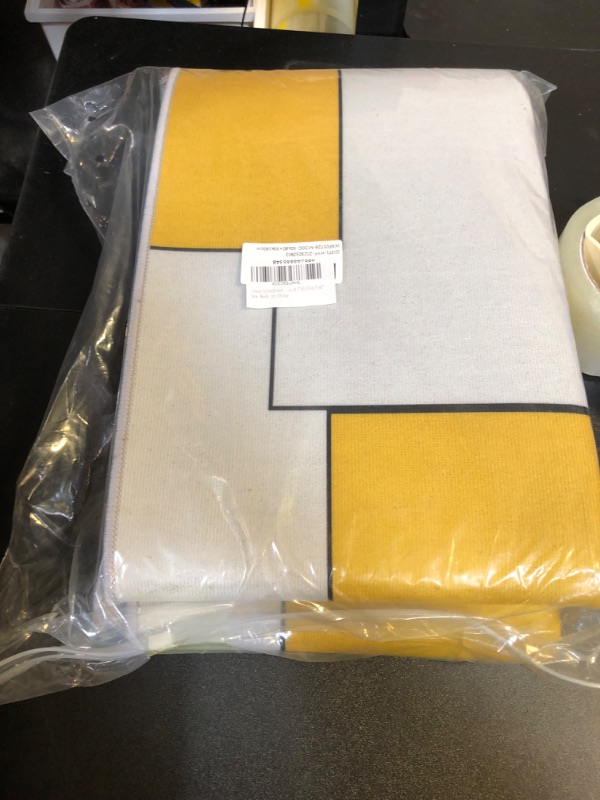 Photo 3 of Yellow Kitchen Rugs and Mats Set of 2 Black and Grey Abstract Mid Century Modern Kitchen Sink Mat,Non-Slip Area Runner Rug,Washable Floor Mat for Home Dining Room Office 19.7"x31.5"+19.7"x63"
