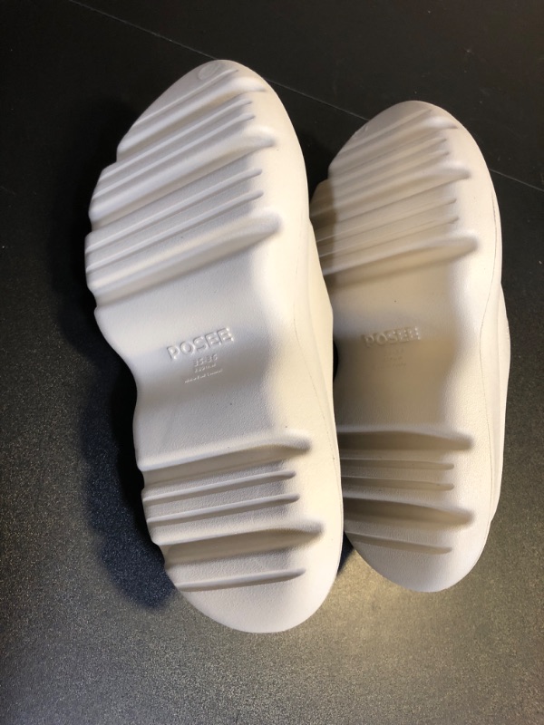 Photo 1 of posee Scrub Clogs Poopoo Slippers for Women Men Garden Shoes Arch Support Quick Drying Slides Summer Slip on Beach Sandals 6-6.5 Women/5-5.5 Men White