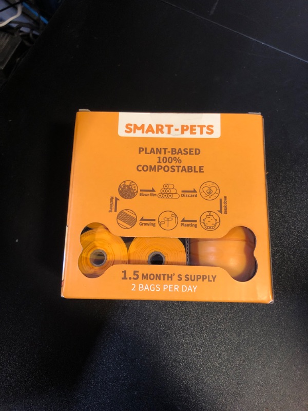 Photo 2 of 100% Certified Home Compostable Dog Poop Bags - EN 13432 Compliant Dog Waste Bags -105 Bags- 7 x Rolls of Plant Based Compostable Poop Bags -Includes A Dispenser-Thick Doggie Poop Bags?Orange?