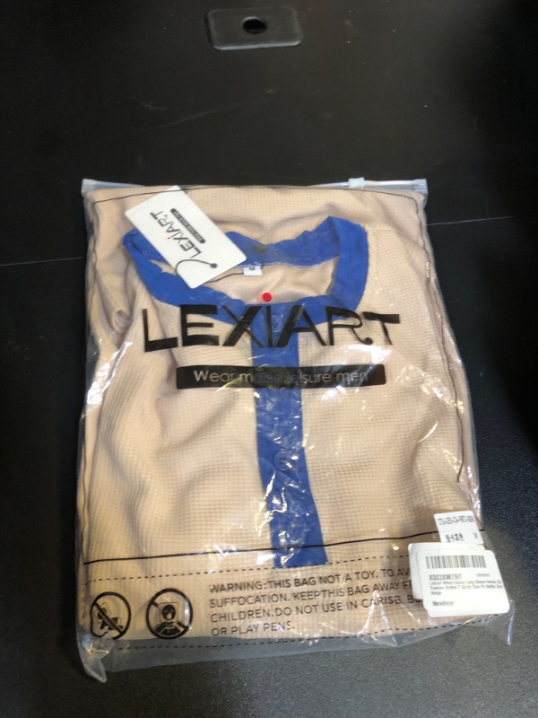 Photo 2 of Lexiart Men's Henley Shirts Long Sleeve Fashion Basic Button T-Shirt Cotton Casual Shirt MEDIUM Beige