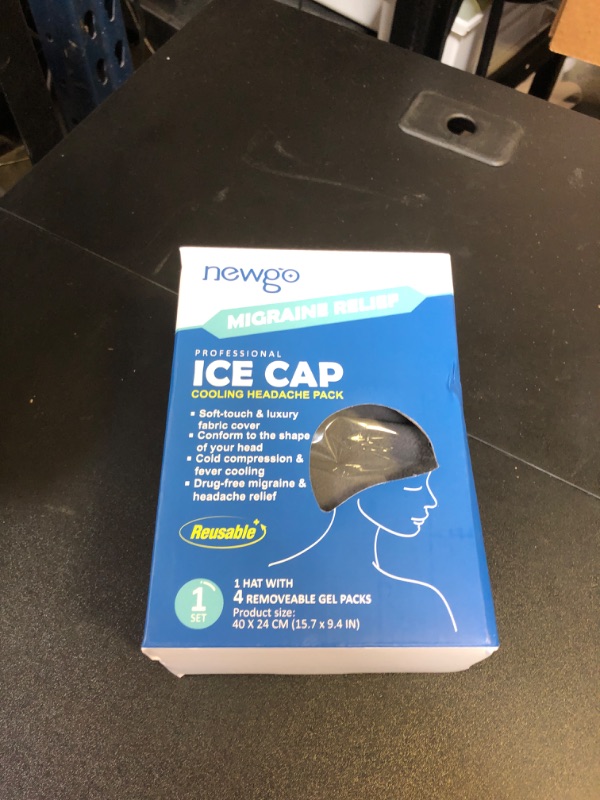 Photo 2 of NEWGO Cold Cap Chemo Ice Cap for Cold Therapy, Reusable Ice Gel Cap Headache Cap ice Pack for Migraine, Tension, Sinus Pain, Headache Relief (Gray)