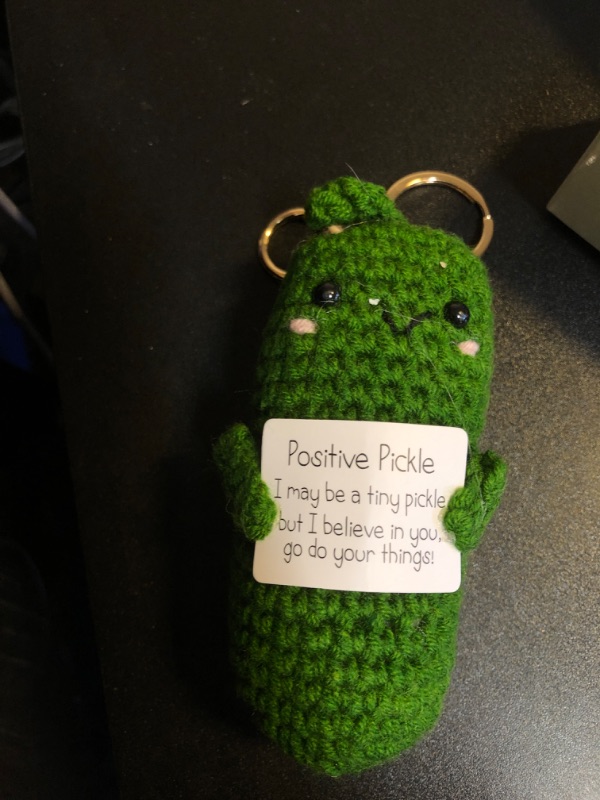 Photo 1 of Funny Positive Cucumber Pickle Keychain for Birthday or Creative Gift