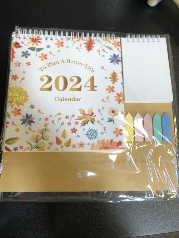 Photo 2 of Small Desk Calendar 2024, Monthly Desktop Calendar with Pocket Folder, Jan. 2024 - Dec. 2024, 8" x 10", Standing Flip Calendar with To Do List Page, Your Personal Daily Planner Calendar for Home