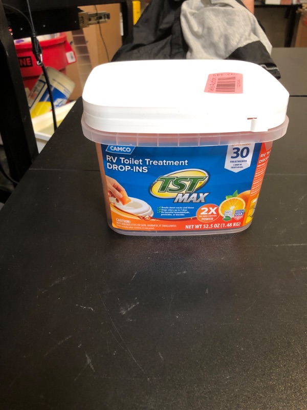 Photo 2 of Camco TST MAX Camper/RV Toilet Treatment Drop-INs | Control Unwanted Odors & Break Down Waste and Tissue | Safe Septic Tank Treatment | Orange Scent, 30-Pack (41183) Orange 30 Count (Pack of 1)