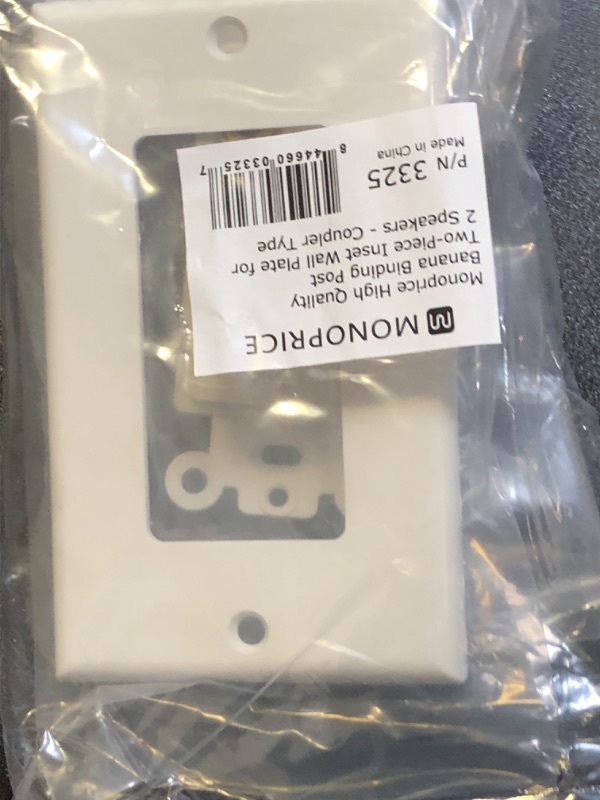 Photo 2 of Monoprice High Quality Banana Binding Post Two-Piece Inset Wall Plate - White - Coupler Type For 2 Speakers