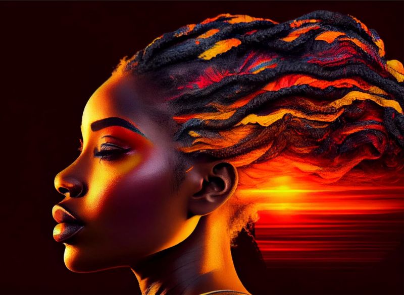Photo 1 of LewisRenee African Art 1000 Piece Jigsaw Puzzle - Sun Fire, Embrace Black Culture & History, Brain-Boosting Fun for Adults
 