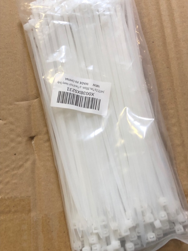 Photo 2 of 200PCS Zip Ties, JHXTZ Multi-Purpose Cable Ties White 8 Inch, Self-Locking Ziptie for Office and Home, Plastic Ties Small Zipties Cable Tie Wraps(Can bear 40lb) 8Inchs White-200piece