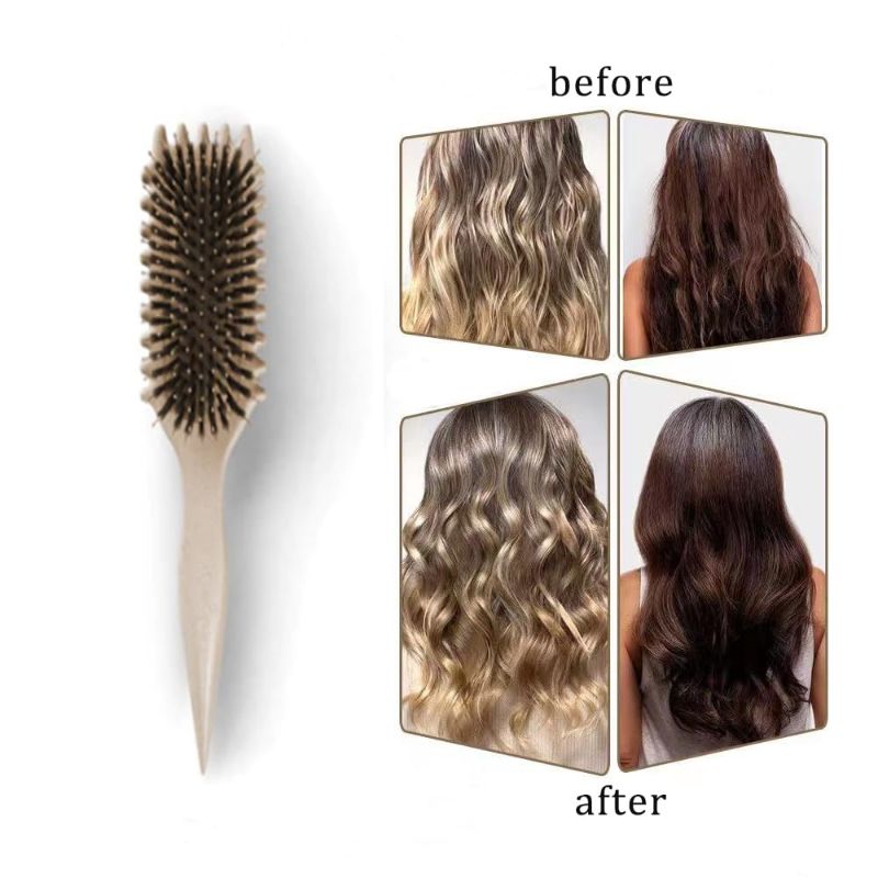 Photo 1 of Curl Defining Brush Curl Define Styling Brush Curly Hair Brush with Boar Bristle Brush for Hair Detangling Defining and Styling Suitable for Men and Women(Beige)
