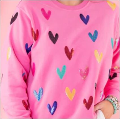 Photo 1 of Heart All Over Sweatshirt Queen Of Sparkles
 4y little girls 