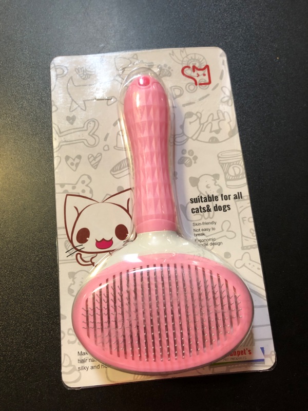 Photo 1 of CAMDAN. Cat Brush, Cat brush with release button, Pet Grooming Brush, Self-Cleaning Dog Brush, Suitable for Long and Short-Haired Dogs and Cats, to Remove Tangled and Loose Hair. (PINK)