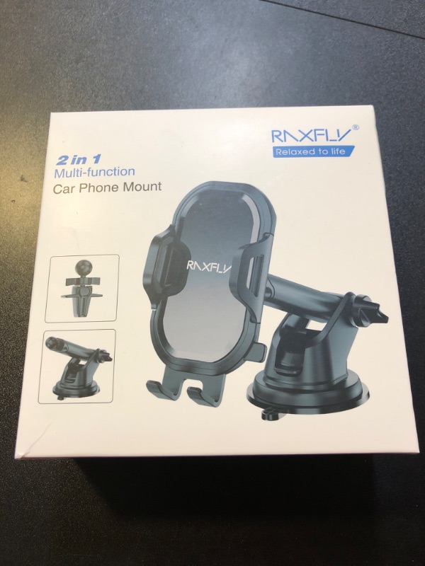Photo 1 of RAXFLY Phone Car Holder Mount Windshield/Air Vent/Dashboard Cell Car Phone Holder for Car 360 Degree Rotation Universal Suction Mount Stand Compatible with iPhone 13 Samsung S21 Plus All Smartphones