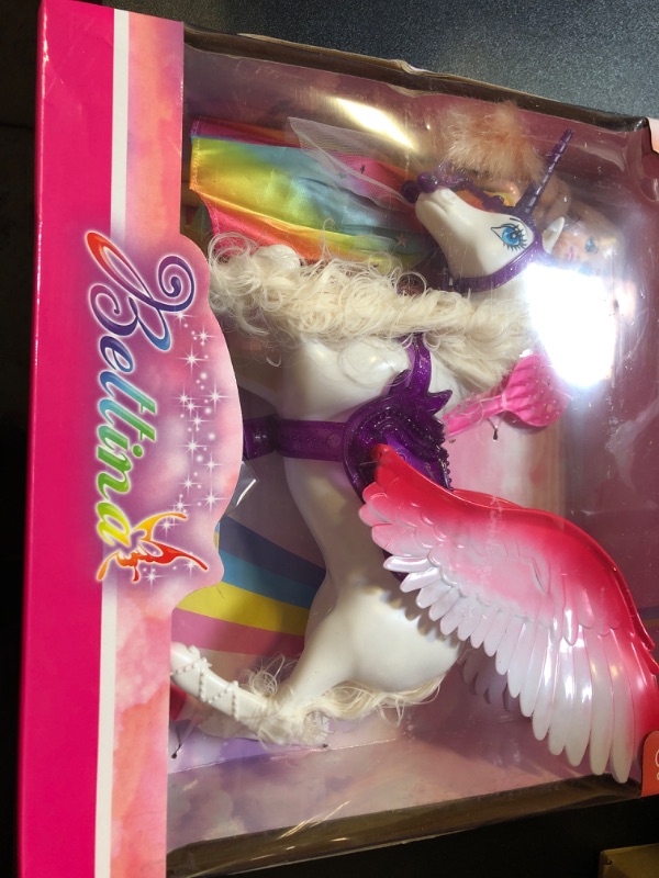 Photo 2 of BETTINA Color Change Unicorn, 11.5 Inch Princess Doll with Rainbow Dress, Pegasus' Mane Changes Color Under The Sunlight, Winged Horse Toys, Unicorn Toys Gifts for Girls